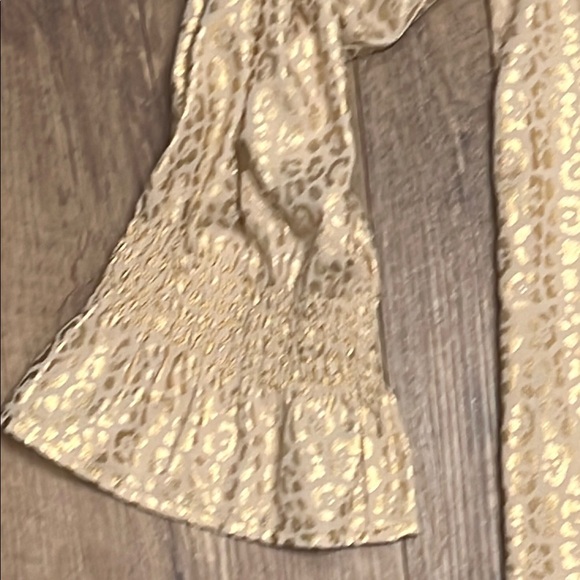 MICHAEL Michael Kors Gold Leopard Sailor Collar Ruffled Blouse w/Flare Sleeves 💛 - Picture 7 of 12